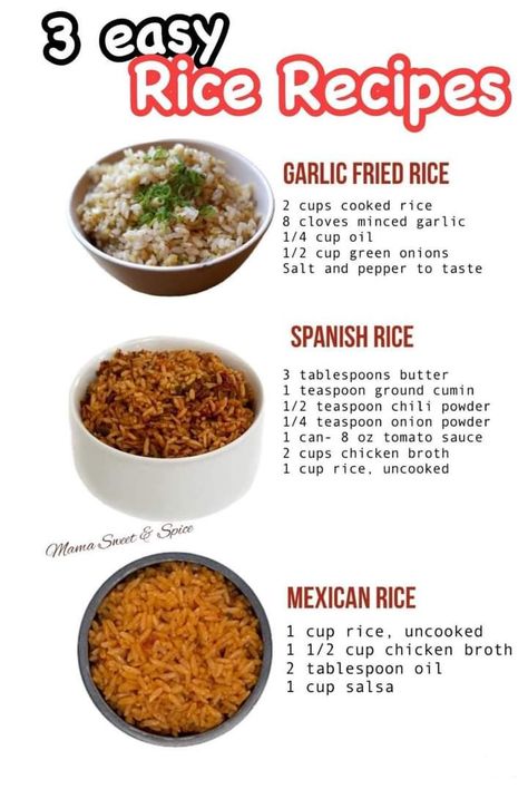 Simple Rice Recipes For Lunch, Food To Make With Rice, Cajun Rice Recipes, How To Make Rice, Orange Rice Recipe, Garlic Fried Rice Recipe, Rice Dishes Recipes, Rice Side Dish Recipes, Homemade Chinese Food