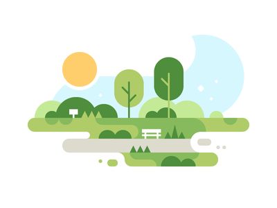 Springtime Park Illustration Art Design, Flat Design Illustration, 캐릭터 드로잉, Affinity Designer, Parking Design, Landscape Illustration, Flat Illustration, Flat Design, Vector Design