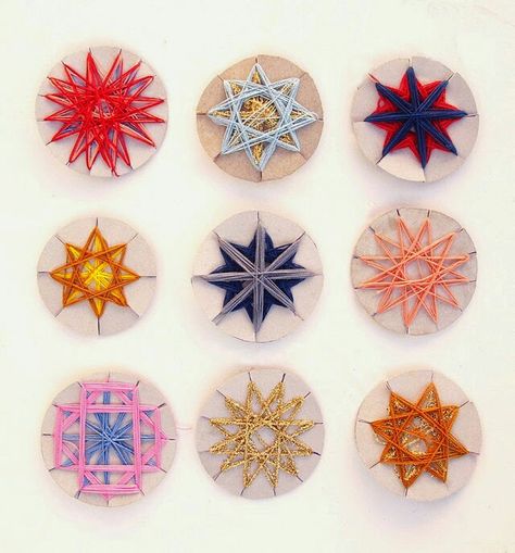 Solstice Crafts For Kids, Star Suncatcher Craft, Star Ornaments Diy Kids, Diy Kaleidoscope Kids, Christmas Sun Catchers For Kids, Hanukkah Crafts, Jewish Crafts, Christmas Decorations Garland, String Crafts