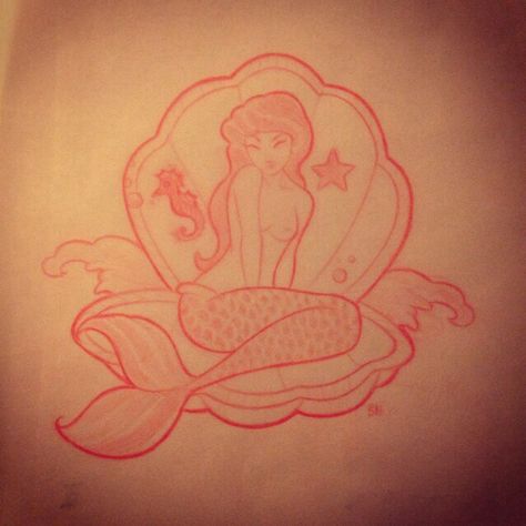 The way she’s sitting Shell Tattoo, Shell Tattoos, Real Mermaids, Mermaid Tattoo, Tatting, Body Art, Tattoo Ideas, I Want, Female Sketch