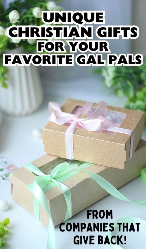 Gifts wrapped in ribbon with text "Unique Christian Gifts for your favorite gal pals" Bible Study Group Gift Ideas, Agape Gifts For Women, Gifts For Christian Women Ideas, Goodie Bags For Women, Small Gift Ideas For Women, Church Gifts Ideas, Christian Gift Ideas, Christian Retreat, New Gift Ideas