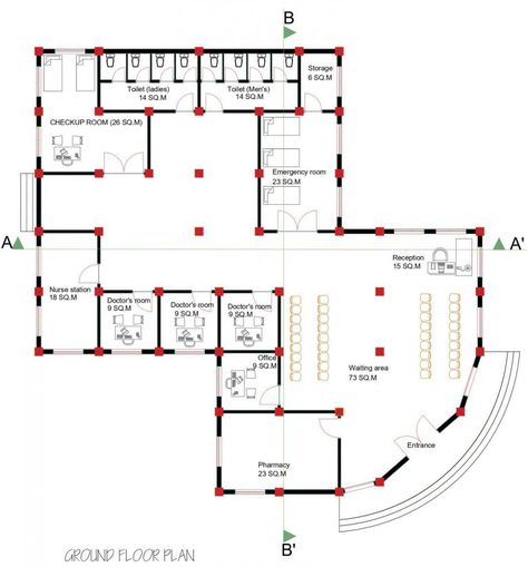 Health Clinic Floor Plan, Primary Health Care Centre Plan, Health Center Design Floor Plans, Health Center Plan, Hospital Floor Plan Medical Center, Medical Clinic Design Floor Plans, Hospital Layout Floor Plans, Wellness Center Floor Plan, Small Hospital Floor Plan