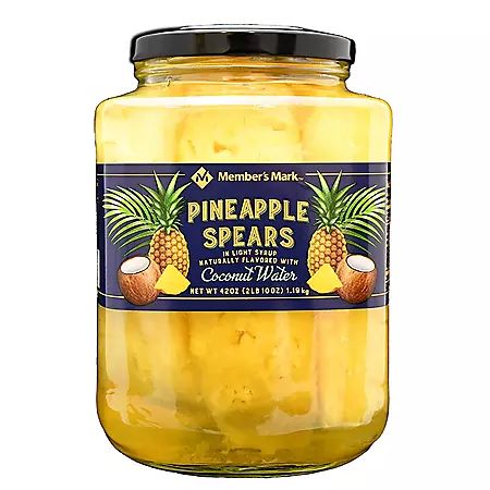 Member's Mark Pineapple Spears in Coconut Water (42 oz.) - Sam's Club Pineapple Spears, Pineapple Cobbler, Pineapple Whip, Dole Pineapple, Canned Fruits, Filled Pasta, Tropical Smoothie, Ambrosia Salad, Pineapple Upside