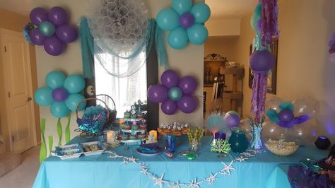 11th birthday Mermaid, teal and purple birthday party idea Teal Birthday Party, Teal Birthday, Purple Birthday Party, Birthday Party Idea, Birthday Mermaid, Purple Birthday, Purple And Teal, Purple Girls, 11th Birthday