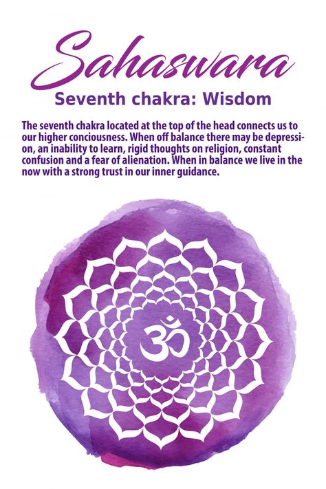 The Crown Chakra, Chakra Affirmations, Chakra Symbols, Seven Chakras, Spiritual Truth, Energy Healer, Les Chakras, Purple Watercolor, Chakra Meditation