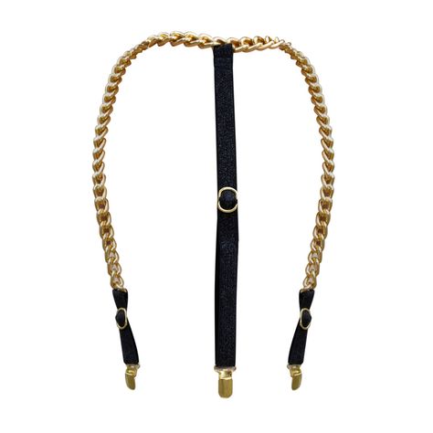 Chain Suspenders, Vintage Suspenders, Minimal Wardrobe, Everyday Casual Outfits, Layered Chains, Belt Accessories, Buffalo Leather, Brass Buckle, Handmade Gold