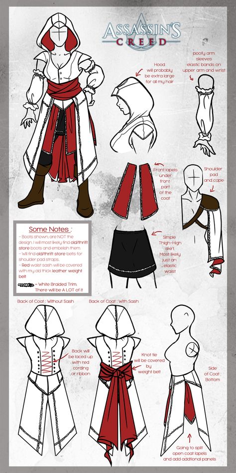 A basic Must Haves for an Assassin Cosplay Assassins Creed Costume Female, Female Assassins Creed Costume, Assassins Creed Costume Women, Assassin's Creed Cosplay Diy, Assassin's Creed Clothes, Ezio Costume Diy, Assassin's Creed Costume, Diy Assassin Costume, Assassins Creed Cosplay Female