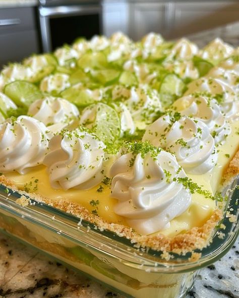 This recipe? It's a hit at every party and always the first to be devoured. Key Lime Recipes, Key Lime Desserts, Lime Desserts, Lime Recipes, Lime Pie, Key Lime Pie, Pie Dessert, Food Cakes, Eat Dessert