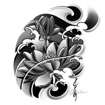 Japan Flowers Tattoo, ကြာပန်း Tattoo, Japan Tatoos Design, Lotus Japanese Tattoo, Japanese Lotus Flower Tattoo Design, Flower Tattoo Designs Sketches, Japanese Flowers Tattoo Design, Japanese Tattoo Art Flower, Japanese Sleeve Tattoo Design