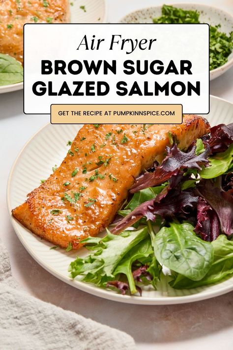 How To Air Fry Salmon, Salmon Steaks In Air Fryer, Brown Sugar Salmon Air Fryer, Salmon Air Fryer Recipes, Air Fryer Salmon Recipes, Salmon Recipes Brown Sugar, Salmon Air Fryer, Salmon In Air Fryer, Brown Sugar Glazed Salmon