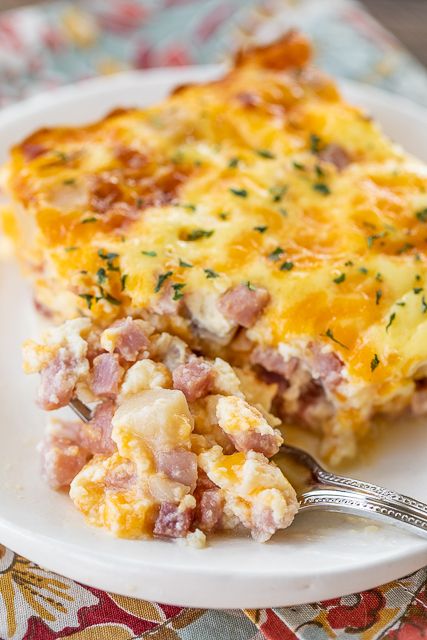 Ham & Potato Breakfast Casserole - our favorite breakfast casserole! Great make-ahead casserole for potlucks, overnight guests and the holidays! Only 5 ingredients! Ham, cream of potato soup, eggs, milk, and cheddar cheese. Can freeze for a quick meal later. Serve with some fruit and biscuits. Everyone RAVES about this delicious breakfast casserole. #recipe #breakfast #ham #casserole #breakfastcasserole #freezermeal Breakfast Casserole With Potatoes, Casserole With Potatoes, Potato Breakfast Casserole, Breakfast Ham, Ham Breakfast Casserole, Ham And Potato Casserole, Easy Breakfast Casserole Recipes, Breakfast Potato Casserole, Delicious Breakfast Casserole