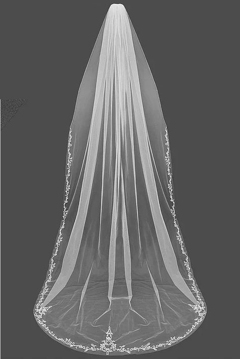 Romantic Wedding Veil, Cathedral Wedding Veil, Cathedral Bridal Veils, Cathedral Wedding Veils, Silver Embroidery, Cathedral Wedding, Two Brides, Royal Dresses, Rose Gold Accents