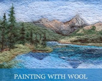 Felting Landscapes, Elements Of Art Space, Painting With Wool, Poppy Decor, Ocean Landscape Painting, Highland Cow Painting, Wool Painting, Bathroom Artwork, Wool Needle Felting