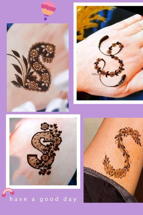 Hidden Letter In Mehendi, S Alphabet Mehndi Design, S Mehndi Design Letter, Alphabet Henna Design, Husband Name Mehndi Designs, S Letter Mehndi Design, S Letter Mehndi, Simple Mehendi Designs, Finger Henna Designs