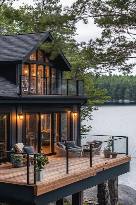 40 Enchanting Rustic Lake Houses for a Dream Retreat Lake House Shoreline, Nature, Chalet Lake House, Lake House Screened In Porch, Minimalist Lake House, Modern Scandinavian Exterior House, Lake House Design Interior, Rustic Lake House Interior, Narrow Lake House