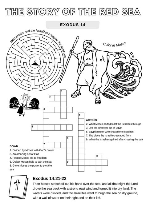 Moses and the Red Sea Multi Worksheet Activity Pack – With 8 Different Activities
This pack contains 8 different activities perfect for helping to teach the story of Moses and the Red Sea to your Sunday School

https://freebibleworksheets.com/printables/moses-and-the-red-sea-multi-worksheet-activity-pack-8-activities/

Word Search #church #ministry #kidmin #bible #sundayschool #sunday #Family #TeachingKids #EncouragingLeaders #pastors #Scripture #Bible #Faith #Spiriutality Israelites Crossing The Red Sea, Elijah Mt Carmel Activity, Moses Activity Sheets, Moses Worksheets For Kids, Moses And The Red Sea Activities, Moses Red Sea Activity, Moses Parts The Red Sea Craft, Moses Printable, The Red Sea Craft