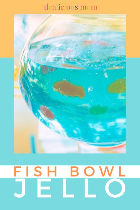 This Fish Bowl Jello is the color of the “water” and the fish, fit right in to summer fun yet the whole recipe is super simple (right up my alley and my ability level!). With the perfect bowl and the right amount of food coloring, I am sure this will be the hit of any party! #fishbowl #jello #fish #party #partyideas #recipe #summer #soda #gelatin  via @dealiciousmom Jello Fish Bowl, Fish Bowl Jello, Jello Deserts, Pet Study, Gummy Fish, Summer Kids Party, Fish Party, Jello Cake, Lemon-lime Soda