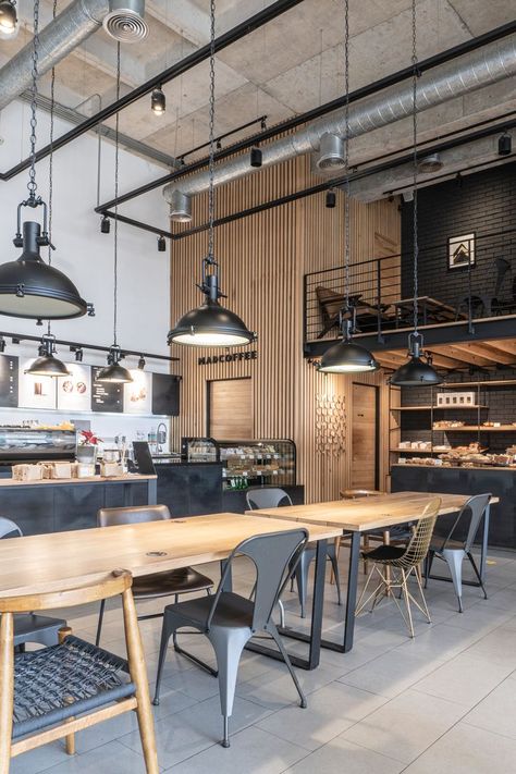 Coffeeshop design located in Monterrey, Mx. by Madarq studio Industrial Design Interior Cafe, Industrial Restaurant Design, Industrial Style Restaurant, Industrial Interior Cafe, Restaurant Design Rustic, Industrial Coffee Shop, Industrial Cafe, Rustic Cafe, Industrial Restaurant