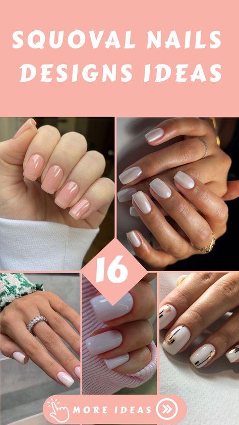 Squoval Nails 16 Ideas: A Chic and Timeless Nail Trend Nail Shape Square Oval, Squarvole Nails, Ombre Nails Squoval, Squoval Nails Medium Length, Simple Acrylic Nails Squoval, Gel X Nail Inspo Square, Short Soft Square Nails, Short Squoval Nails Winter, French Tip Squoval Nails