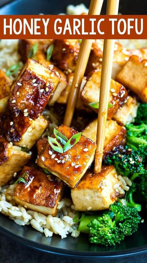 Tofu Recipes For Dinner, Chinese Style Tofu Recipes, Tofu Recipes Honey Garlic, Tofu Broccoli Rice Bowl, Microwave Tofu Recipes, Stirfry Tofu Recipes, Tofu Wok Recipes, Garlic Tofu Recipes, Wok Tofu