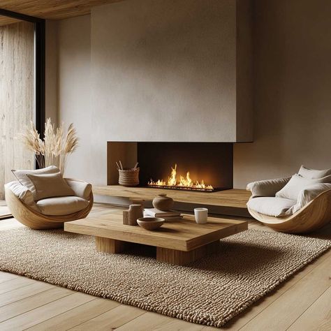 5+ Scandinavian Fireplace Furniture Ideas for a Hygge Home • 333k+ Inspiring Lifestyle Ideas Scandinavian Fireplace Nordic Design, Fireplace Japandi, Bio Fireplace Living Rooms, Japandi Fireplace Design, Modern Wood Burning Fireplace Natural, Scandi Fireplace Stone, Bemodern Fireplace, Wabi Sabi Fireplace, Organic Modern Fireplace