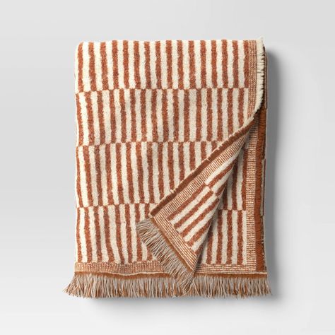 Add some personality to your living space with this Woven Linework Throw from Threshold™. This throw blanket is decorated with a woven linework pattern and fringe edges to lend tasteful, textural appeal to your interior space. Made from lightweight woven fabric, this throw is super comfy, and you can simply machine wash it for easy care. Threshold™: Looks like home, feels like you. Threshold Bedding, Target Fall, Chunky Knit Throw Blanket, Velvet Comforter, Striped Throw Blanket, Family Blanket, Plaid Throw Blanket, Chunky Knit Throw, Plaid Throw