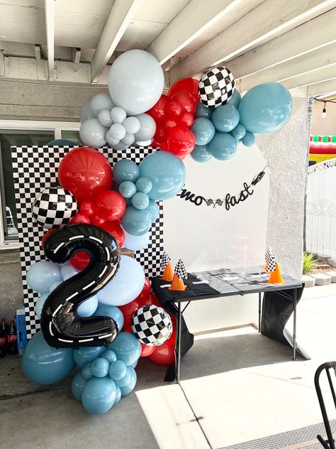 2nd Cars Birthday Party, 2 Fast 2 Curious Birthday Balloon Arch, 2 Fast Birthday Party Balloons, Fast One Birthday Party Balloon Arch, Car Theme Balloon Garland, Two Fast Party Backdrop, Race Car Birthday Balloon Garland, Race Car Party Backdrop, Cars Theme Balloon Garland