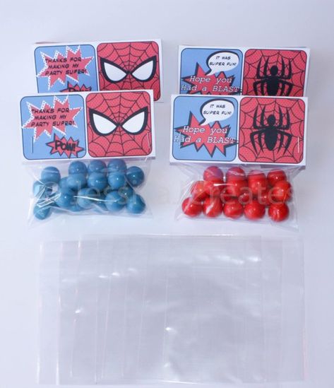 Superhero Treats, Spiderman Bag, Birthday Treat Bags, Favor Bag Toppers, Spiderman Birthday Party, Avengers Party, Christmas Crafts For Adults, Neutrogena Makeup, Spiderman Party