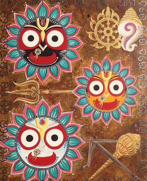 Jagannath Baladeva Subhadra Puri Jagganath, Jagannath Baladeva Subhadra, Jagannath Rangoli, Krishna Inspiration, Jagannath Painting, Jagannath Puri, Water Paint Art, Paint Splatter Art, Designs Rangoli