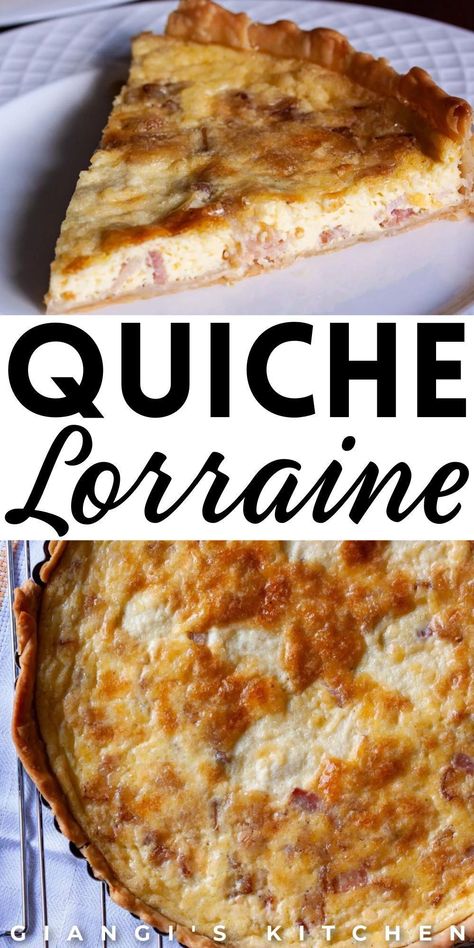 Quiche lorraine is so easy to make and great for a delicious lunch, dinner, or breakfast. This quiche lorraine is a classic French dish that everyone will love. Flavorful, easy, and packed with bacon, this quiche lorraine is so delicious and perfect for any occasion. Try this quiche lorraine recipe today! Quiche Lorraine Recipe, Delicious Quiche, French Tart, Easy Quiche, Bacon In The Oven, Classic French Dishes, French Dishes, Delicious Lunch, Yummy Lunches