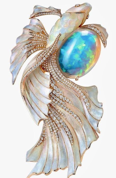 Katerina Perez, Bijoux Art Nouveau, Fish Brooch, Light Speed, Art Jewelry Design, Fish Jewelry, High Jewellery, Diamond Tiara, Opal Beads