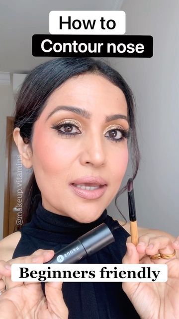 Gayatri | Makeup | Skincare on Instagram: "How to contour your nose ( beginners friendly) You may have a rough idea about how to contour your nose , but here I am trying to tell you where you start to contour exactly! So this is a tutorial for the placement of contour product guys , hope you find it useful 💕 Using here @trysugar contour stick in espresso +a flat brush @makeup.vitamins - like follow share . . . . . . . . . . . . . . #nosejob #nosecontour #nosecontouring #snatched #chiseled Face Contouring Tutorial, Contour Video, Contour Pencil, Crooked Nose, Liquid Contour, Best Contouring Products, How To Contour, Contour Tutorial, Nose Contouring