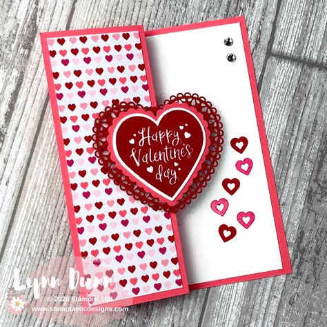 Simple Fun Fold Cards to Make for Valentine's Day - Z Fold Card Valentine Cards To Make, Stampin Up Valentine Cards, Valentines Day Cards Diy, Stampin Up Anleitung, Valentine Heart Card, Simple Card Designs, Valentines Day Cards Handmade, Valentine Love Cards, Cards To Make