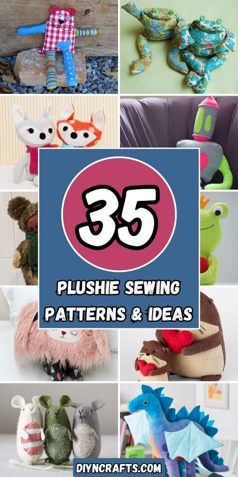 35 Plushie Sewing Patterns & Ideas Free Stuff Animal Sewing Patterns, Sew Plushies Free Pattern, Easy Sewing Projects Plushies, Easy Plushies Diy Free Sewing, Simple Plush Sewing Pattern, Easy Stuffies To Sew, Simple Stuffed Animal Pattern Sewing, Squishmallow Sewing Pattern, Free Plush Sewing Patterns For Beginners