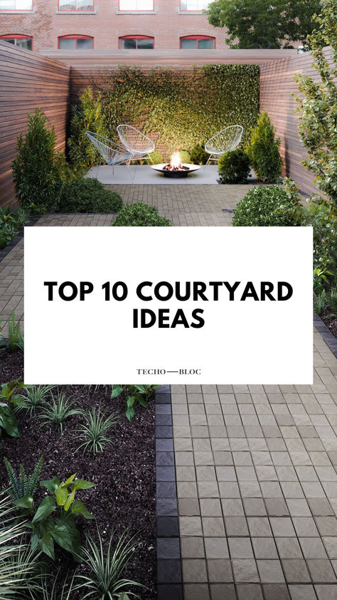 Looking for home garden design inspiration? You've come to the right place! Discover our top 10 backyard courtyard ideas today! Paver Courtyard Front Yard, Farmhouse Courtyard Ideas, Courtyard Between Two Houses, Diy Front Yard Courtyard, Courtyard In Front Of House, Home Courtyard Design, Backyard Modern Landscaping, Hardscape Ideas Backyard Patio Design, Landscape Design Patio