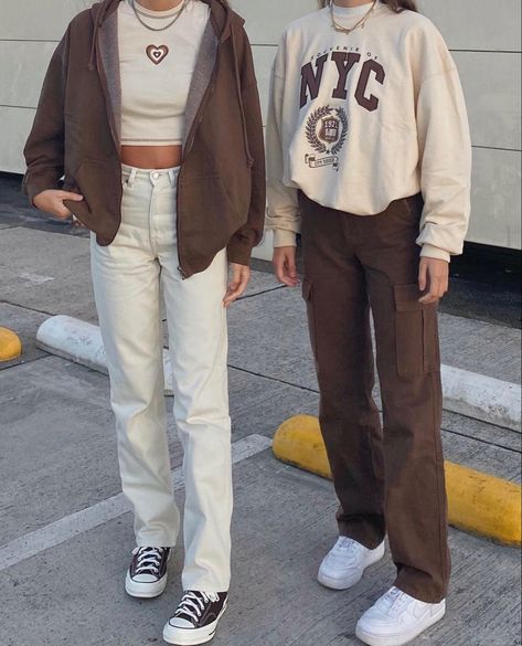 IG = MOCEAN__ 🤎Brown outfit idea, matching outfits, winter outfit idea, best friends outfits, bestie aesthetitc outfit ideas, brown fits, beige fits, bff outfit ideas, ootd, bff posing idea, trendy outfit, outfit 2022 idea, varisity jacket outfit idea, bff picture idea, matching bestie fits, aethetic outfits, y2k, aesthetic Pinterest outfit, Besties aesthetic , bestie pics aesthetic, bestie pics to recreate, bestie pics baddie, bff pictures aesthetic, bestie poses, bff poses, brown converse Outfit Ideas Layout, Bff Matching Outfits, Bff Matching, Bestie Outfits, Matching Outfits Best Friend, Best Friend Outfits, Bff Outfits, Everyday Fashion Outfits, School Looks