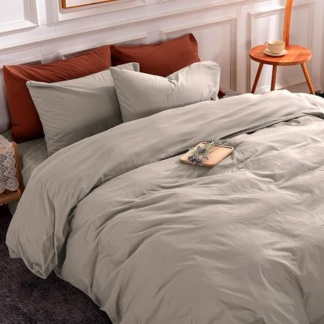 Amazon.com: NEXHOME PRO Duvet Cover Set Queen Size Linen Feel Textured Organic Natural 100% Washed Cotton Duvet Cover 3 Pieces Bedding Set with Zipper Closure, Breathable, Soft, Forest Green (No Comforter) : Home & Kitchen Cotton Duvet Cover, Cotton Duvet, Duvet Cover Set, Duvet Cover Sets, Queen Size, Forest Green, Bedding Set, Duvet Cover, Duvet Covers