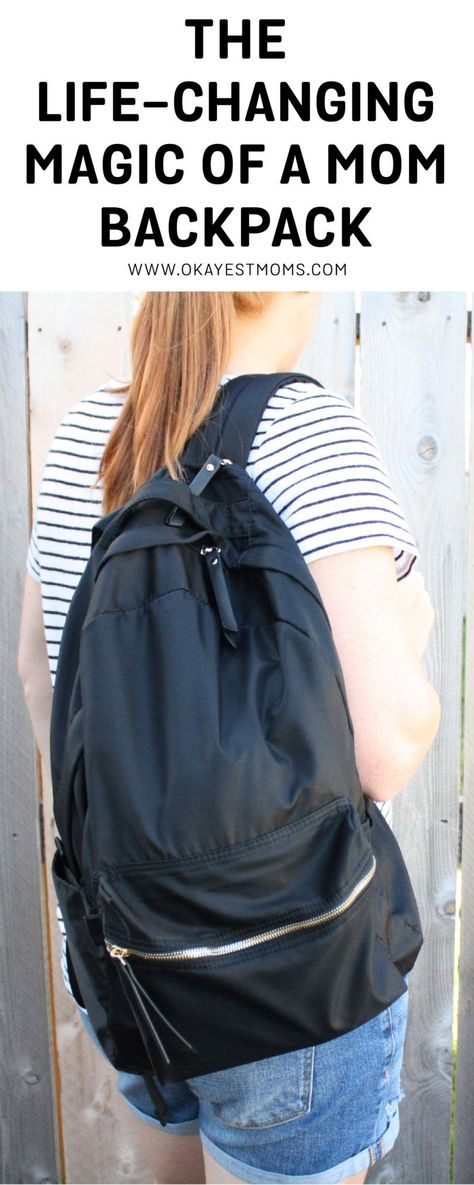 The Life Changing Magic of a Mom Backpack- carrying a backpack purse is something I never would have done before having kids, but it is the ultimate mom hack! Read more at www.okayestmoms.com Young Mom Style, Mom Backpack, Mom Purses, Casual Mom Style, Backpack Essentials, Band Mom, Beautiful Handbags, Cool Backpacks, Casual Backpack