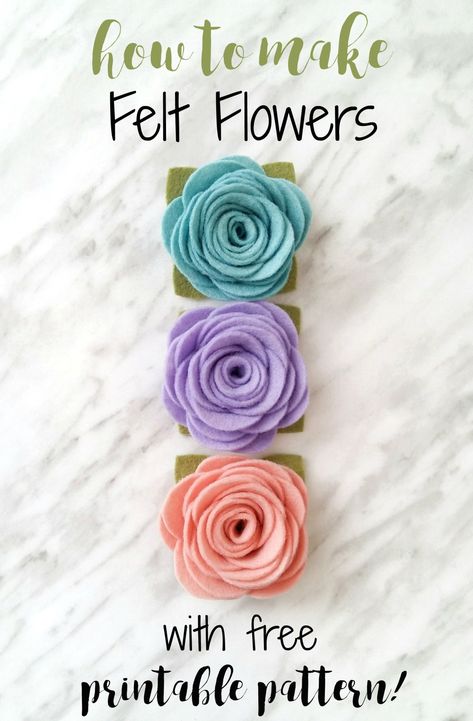 Felt Flower Template, Felt Flowers Patterns, Felt Flower Tutorial, Baby Mobil, Felt Flowers Diy, Diy Flores, Fleurs Diy, Flower Wreaths, Headband Tutorial