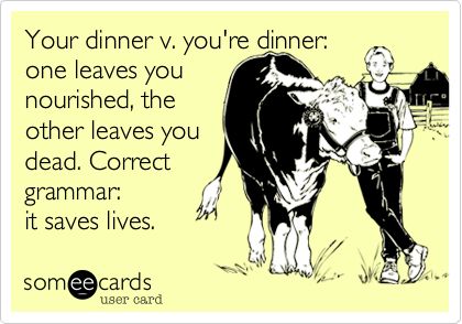 i would say one leaves You nourished and the other leaves Us satisfied. Humour, Grammar Memes, Cooking Puns, Grammar Jokes, Grammar Nerd, Bad Grammar, Grammar Police, Grammar Humor, Grammar And Punctuation