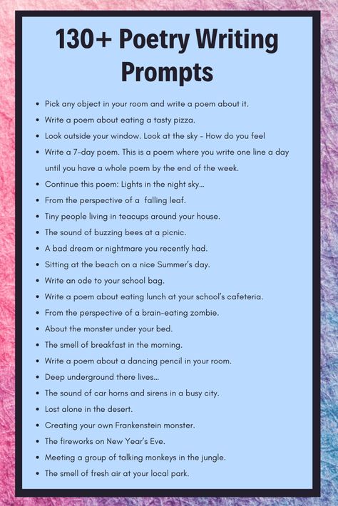 Collection of over 130 poetry writing prompts for middle school students and even grown-ups. See our master list of poetry prompts now. Poems Ideas Aesthetic, English Writing Prompts, Write About Yourself Ideas, Writing Challenge Poetry, Poems Writing Ideas, How To Make A Poem Ideas, Writing Poems Challenge, What To Write Poems About, What To Write A Poem About