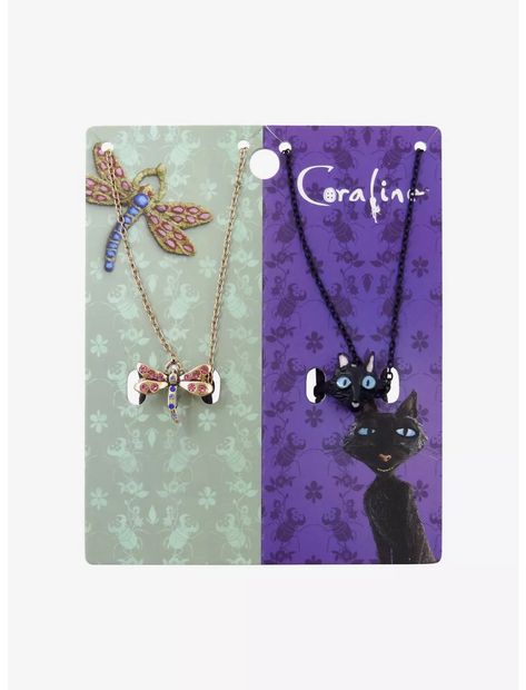 Coraline Cat & Dragonfly Best Friend Necklace Set Matching Jewelry For Best Friends, Best Friend Accessories, Coraline Dragonfly, Coraline Cat, Bestie Love, Coraline And Wybie, Coraline Art, Coraline Aesthetic, Coraline Doll