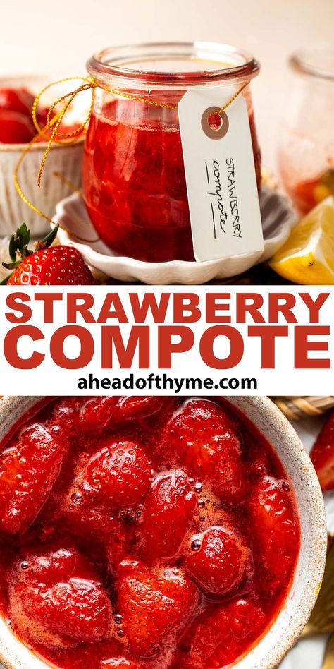 Strawberry Compote Recipe, Pepper Jellies, Carnival Foods, Sweet Sauces, Fig Compote, Syrup Recipes, Homemade Strawberry Sauce, Compote Recipe, Thyme Recipes