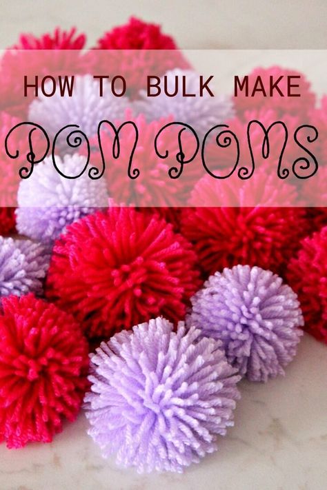 How to make pom poms in bulk | DIY pom poms | Make your own yarn pom poms Diy Pom Pom Rug, Make Pom Poms, Diy Pom Poms, Pom Pom Rug, Pom Pom Wreath, How To Make A Pom Pom, Diy Pom Pom, Pom Pom Maker, Yarn Pom Pom