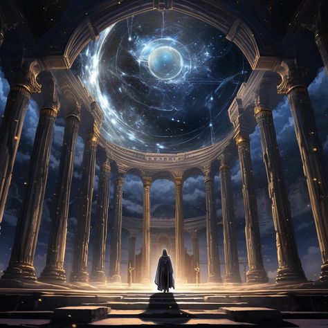 Space Time Aesthetic, Time And Space Aesthetic, Space Fantasy Aesthetic, Astral Plane Dnd, Fantasy Constellation, Space Kingdom, Astrological Aesthetic, Fantasy Temple, Space Castle