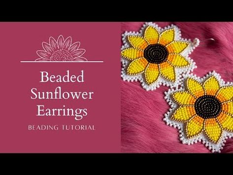 (2168) DIY Sunflower Beaded Earrings | Beading Tutorial - YouTube Sunflower Beaded Earrings Pattern, Sunflower Beading Pattern, Beaded Sunflower Tutorial, Beaded Sunflower Pattern, Métis Beading, Beaded Sunflower Earrings, Sunflower Beaded Earrings, Beaded Sunflower, Diy Sunflower