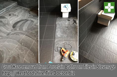 How To Get Grout Off Tile, How To Remove Grout, Grout Renew, Grout Stain, Porcelain Tile Bathroom, Porcelain Bathroom, Unsanded Grout, Tile Repair, Black Grout