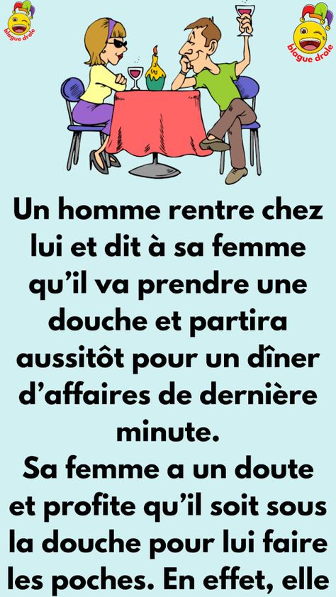 BLAGUE SUR LE CANARD À LA BÉCHAMEL Un homme rentre chez lui et dit à sa femme qu'il va prendre une douche et partira aussitôt pour un dîner d'affaires de dernière minute. Sa femme a un doute et profite qu'il soit sous la douche pour lui faire les poches. En effet, elle découvre un petit Easter Humor, Animal Jokes, Videos Funny, Positive Affirmations, Affirmations, Humor, Funny, Humour