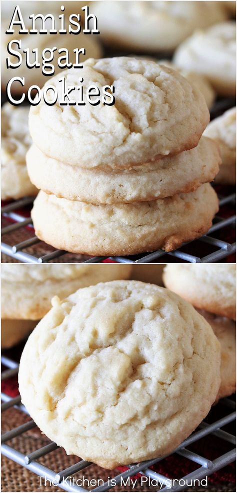 Amish Sugar Cookies Amish Baking, Drop Sugar Cookie Recipe, Amish Cookies, Vanilla Cookie Recipe, Amish Sugar Cookies, Drop Sugar Cookies, Soft Sugar Cookie Recipe, Amazing Cookie Recipes, Drop Cookie