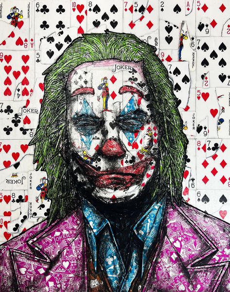 The Joker — Elmo Hood Playing Card Painting, Joker Art Drawing, Joker Painting, Card Painting, Joker Halloween, Panda Painting, Collage Paintings, Joker Artwork, Joker Card